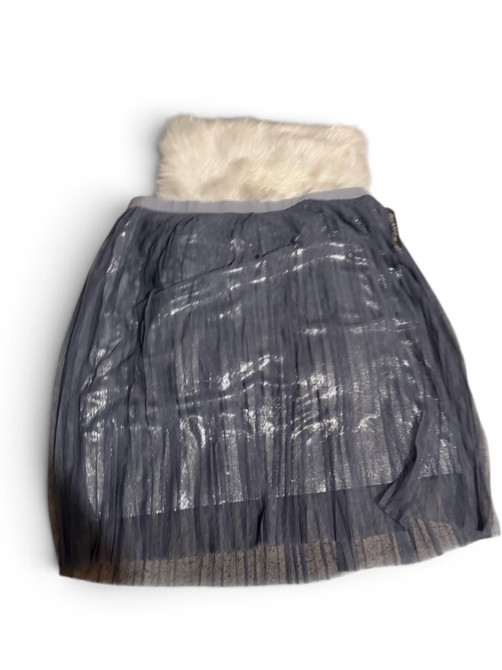 Elliot & Vine Pleated Metallic Midi Skirt - Gray Shimmer- 3X - Picture 5 of 15